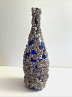 Sea Glass Cobalt Blue 12  Wine Bottle Encrusted With Barnacles Coastal Decor