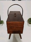 Vintage Wooden Accordion Style Sewing Box 3 Tier Chest Cabinet Made In Romania
