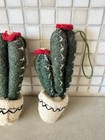 Cactus Wool Felt Holiday Ornaments Set Of 3 New Christmas Tree Home Decor Desert