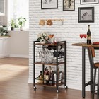 Bar Cart  Home Bar Serving Cart With 3-tier Shelf  Drink Cart With Wine Rack  Gl