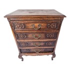 Original Antique 19th Century Louis Xv Oak Dresser Chest Of Drawers Commode