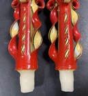 One Pair Of Hand Carved 6 5    Ribbon Design Wax Art Christmas Candles