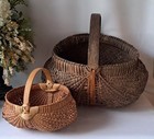 Antique 1800 s Splint Oak Woven Buttocks Gathering Basket xl Oversized 