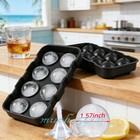 Black Round Silicone Ice Cube Ball Maker Tray 8 Large Sphere Molds Bar Cocktails