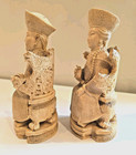 Vintage Chinese Hand-carved Resin Emperor And Empress Figurine 8    Inch Figure 