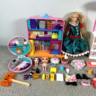 Polly Pocket Dollhouse Playset Lot 32 Pieces Houses Dolls Accessories