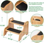 Wooden 2 Step Stool For Kids  Non-slip  350 Lbs  natural 