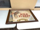 Vintage Large Wild Turkey 101 Proof Bourbon Bar Mirror 36  X 26  Wood Frame Rare
