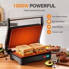 Panini Press Grill  1000w Sandwich Maker With Non-stick 2 Slices  Black