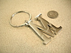 Letter M Keychain Silver Tone Metal Ganz Initial Key Ring Fab Gift  new