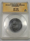 1516-1556 Cob 2 Reales Mexico Anacs Ef40 Shipwreck Silver Spanish Colonial  j372