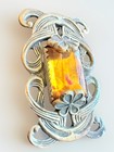 Antique Art Nouveau Citrine Glass Brooch - Missing Pin