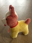Vintage 1950 s Sewing Pincushion Dog W tape Measure Tongue - Japan Red Yellow