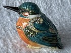 Colorful Kingfisher Bird Trinket Box  Hand Painted Enamel   Swarovski Crystals 