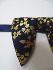 New Handmade Vintage Style Bow Tie 70 s Navy gold Wedding Pre-tied Adjustable