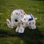 Vintage Vinyl Plastic Stitched Elephant Toy Carnival Toy Trunk Up Room Decor