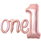 2pcs Large Rose Gold Number 1 Balloon And Script Letter One Balloons  Rose-gold