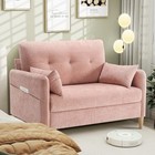 Loveseat Sofa  47    Small Couch For Living Room  Chenille Fabric Love Seat Pink