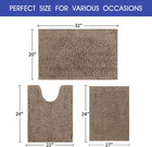 Striped Ultra Soft Bathroom Rugs And Mats Set 3 Pieces Bath Mat Set Dark Beige 