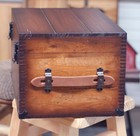 7-0032 Wooden Keepsake Box Large   Pine Wooden Chest   Walnut Stained Trunk