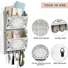 2-slot Mail Organizer Wall Mount With 4 Hooks  Rustic Key And Mail Larger