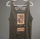 Vtg In Focus Faux Suede Maxi Dress Womens M Olive Green Sleeveless Cottage 90s