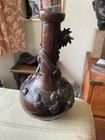 Japanese Meiji Period 19th Century Bronze Vases Dragon  Birds And Blossom