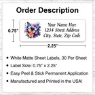 60 Return Address Labels Personalized Printed 3 4 X 2 1 4 Floral Butterfly