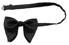 Mens Oversized Satin Silk Bow Tie Solid Color Formal Tuxedo Big Bowtie C- Black