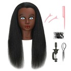 100  Real Human Hair Mannequin Head With Stand Manikin Natural Black