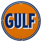 Vintage Gulf Porcelain Sign Orange Blue Gas Oil Service Station Pump Plate