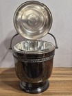 Vintage Sheridan Silver On Copper Insulated Ice Bucket W  Lid Gadroon Rope Rim