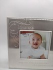 Hallmark Brushed Silver Baby Photo Frame Religious 4x4 Tabletop Nursery Retro