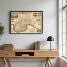 Vintage Map Of New Orleans 1884 Old Map New Orleans Print Framed