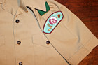 Boy Scouts Of America Bsa Men s Shirt Tan Small   No Size Sewn Patches