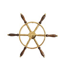Vintage Nautical Elegance  Brass   Wood Ship   s Steering Wheel