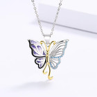 925 Sterling Silver Butterfly Ring Necklace Set Vintage Bow Epoxy Jewelry Gift