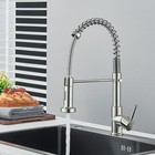 Brushed Nickel Kitchen Faucet With Pull Down Sprayer Single Handle Sink Mixer