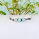 Larimar Bangle 925 Sterling Silver Adjustable Handmade Cuff Bracelet Jewelry