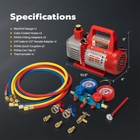 Combo 3 5cfm 1 4hp Air Vacuum Pump Hvac Refrigeration Ac Manifold Gauge Set