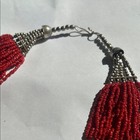 Vintage Ethnic Necklace 20 Strands Small Coral   Metal Beads 44cm Necklace