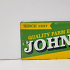 Vintage John Deere Farm Farm Equipments Tractor Porcelain Enamel Sign 8  X 3 