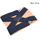 1pc Navy Blue Button Holes Link Men s Suspenders L 24 4-43 3in Adjust Width 1 4 