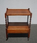 Lh12  Vintage French Country Oak Barley Twist Tea Cart