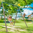 500lb Heavy Duty 7 5ft Metal Swing Set For Kids Adult Backyard Playet W 2 Swings