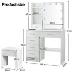 White Vanity Table Set With 10 Led Lights Mirror Makeup Dressing Desk Stool