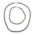 Set Of Two Vintage Monet Gold Tone Marbled Gray Beaded Necklaces