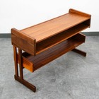 Mid Century Danish Modern Console Table Entryway Storage Walnut Shelving Mcm