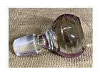 Vintage Large Clear Heavy Thick Glass With Gold Line Around Top Bottle Stopper
