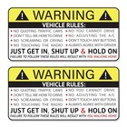Gritkulture Funny Passenger Rules Vehicle Safety Warning Decal Stickers 2 Pack 